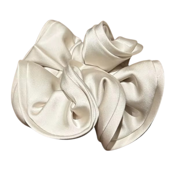 Luxe Satin Scrunchie – Ivory Elegance